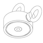 Falcon Claw NP2 series Round Base Neodymium Fishing Magnet with 2 hanging points c/w Eye-Bolt - Supreme Magnets