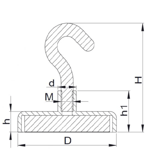 FC Series Ferrite Round Base Pot Magnet with Hook - Supreme Magnets