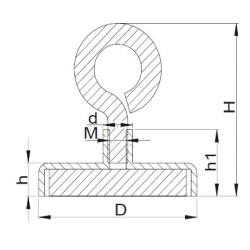 FD Series Ferrite Round Base Pot Magnet with Eye-bolt - Supreme Magnets