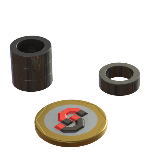 N52 Neodymium magnet black epoxy coated ring : 15mm OD x 10mm ID x 5mm T - Supreme Magnets