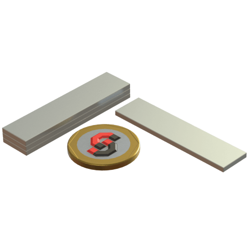 N52 Neodymium magnet block : 50mm L x 12mm W x 2mm T - Supreme Magnets