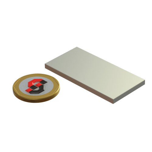 N52 Neodymium magnet block : 50mm L x 25mm W x 3mm T - Supreme Magnets