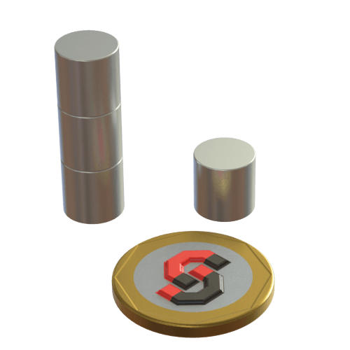 N52 Neodymium magnet cylinder : 10mm OD x 10mm T - Supreme Magnets