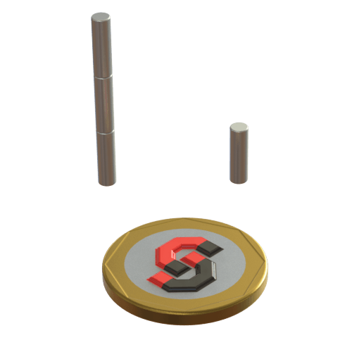 N52 Neodymium magnet cylinder: 3mm OD x 10mm T - Supreme Magnets