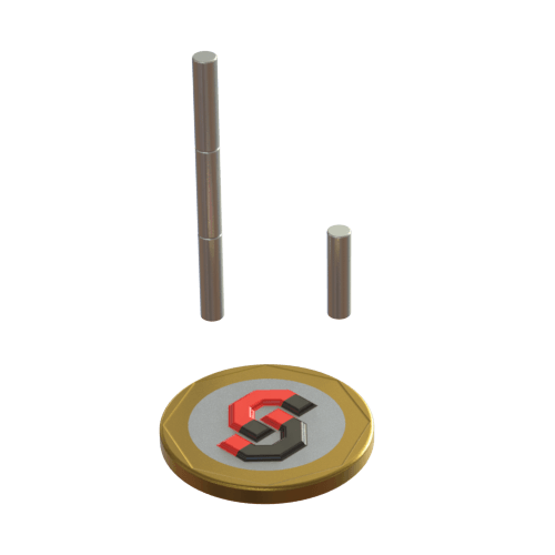 N52 Neodymium magnet cylinder : 3mm OD x 12mm T - Supreme Magnets