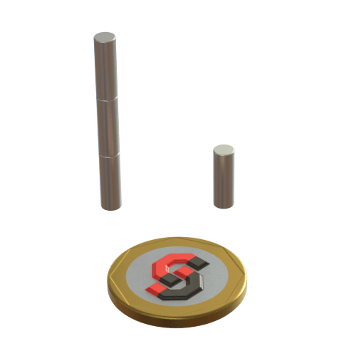 N52 Neodymium magnet cylinder : 4mm x 12mm T - Supreme Magnets