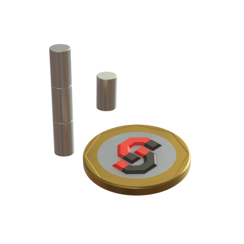 N52 Neodymium magnet cylinder : 5mm OD x 10mm T - Supreme Magnets