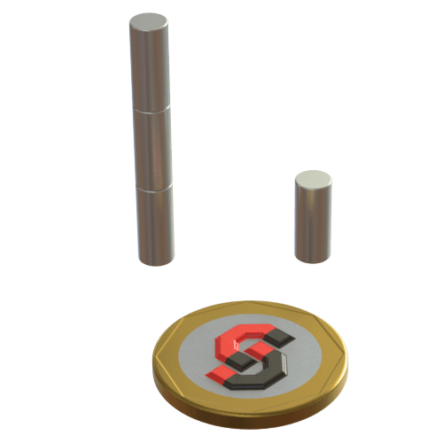 N52 Neodymium magnet cylinder : 5mm OD x 12mm T - Supreme Magnets