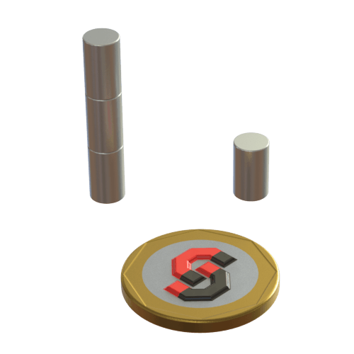 N52 Neodymium magnet cylinder : 6mm OD x 10mm T - Supreme Magnets