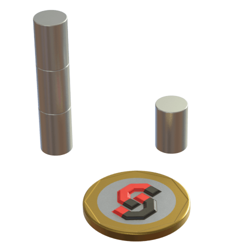 N52 Neodymium magnet cylinder : 8mm OD x 12mm T - Supreme Magnets