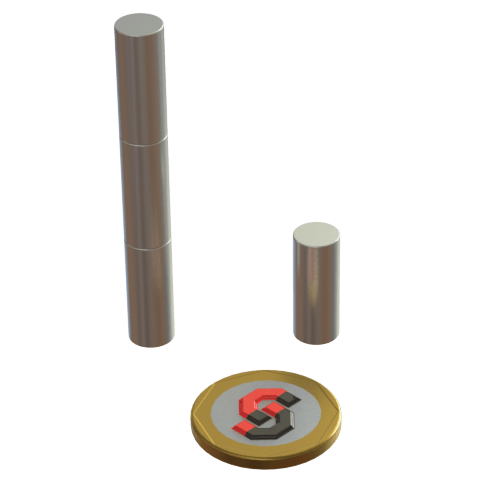N52 Neodymium magnet cylinder : 8mm OD x 20mm T - The Quaint Magnet Shop