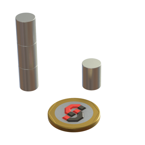 N52 Neodymium magnet cylinder : 9.5mm OD x 13mm T - Supreme Magnets